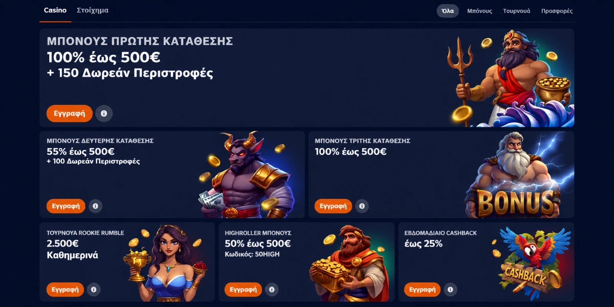 Μπόνους καλωσορίσματος και προσφορές στο Nine Casino